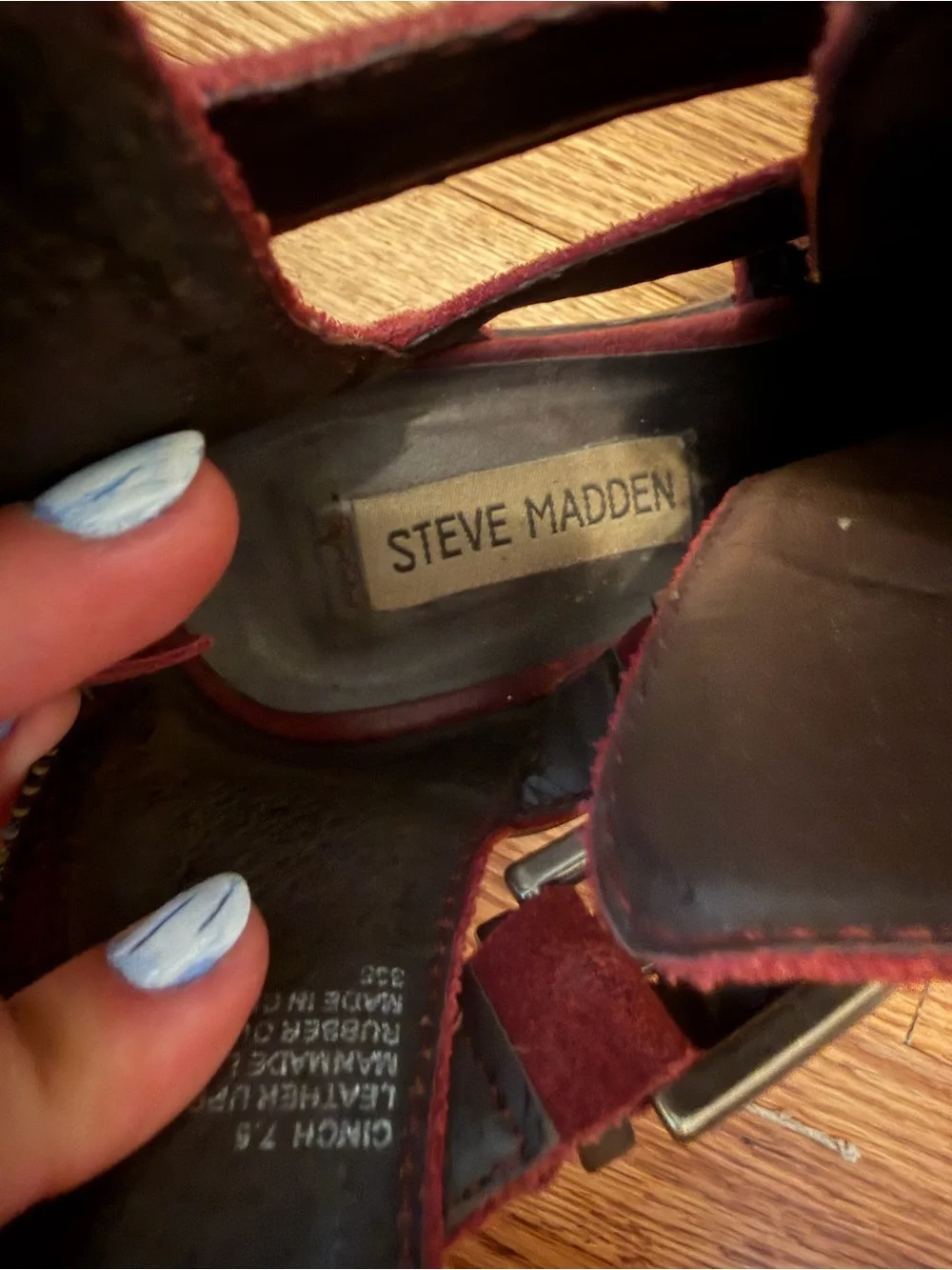 Steve Madden Burgundy Suede Cutout Ankle Booties with Buckle Accents